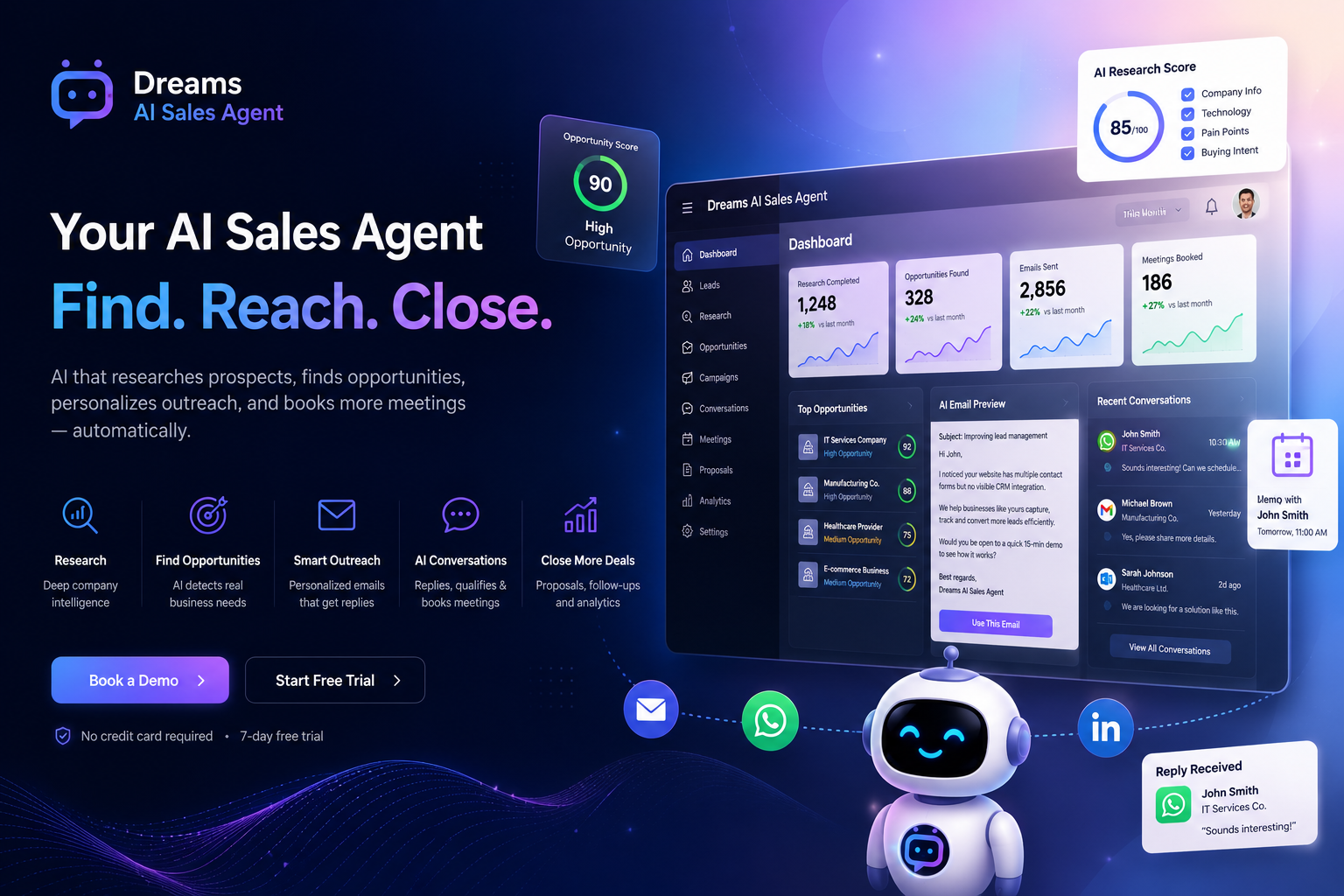 Dreams AI Sales Agent product dashboard